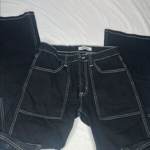 Anthropologie Black Jeans with White Stitching